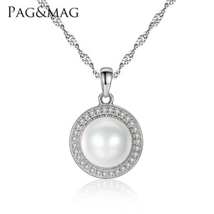 LUOTEEMI Classic 925 Sterling Silver Fine Jewelry 9-9.5mm Pearls Large Natural Freshwater Mother Pearl Necklace