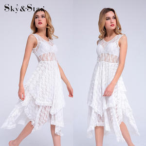 Design <span class=keywords><strong>de</strong></span> mode Robe pour les Femmes 2018 Sans Manches et <span class=keywords><strong>Dos</strong></span> <span class=keywords><strong>Nu</strong></span> Couche Robe Blanc Dentelle pour <span class=keywords><strong>femme</strong></span> - Product Image 1