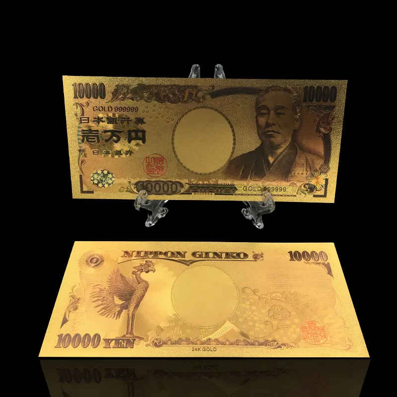 日本円10000紙幣プラスチック金メッキマネーフクザワヨシコレクションお土産ギフト