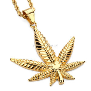 Collier classique rétro avec <span class=keywords><strong>feuilles</strong></span> <span class=keywords><strong>de</strong></span> mauvaises herbes, bijoux en acier inoxydable, style hip hop, tendance - Product Image 1