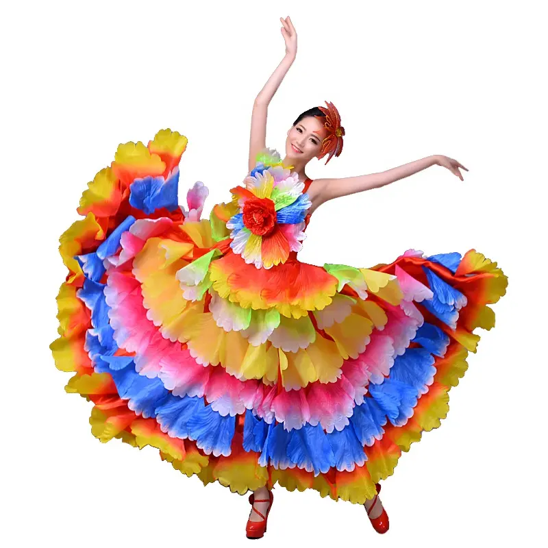 Flamenco Dance Costume Classic Satin Flamenco Flower Skirt Flamenco Show Dance Costume