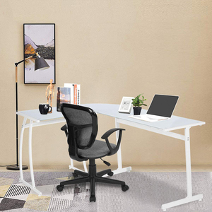 <span class=keywords><strong>Mesa</strong></span> de trabajo de <span class=keywords><strong>estudio</strong></span> con forma de L, escritorio de ordenador de vidrio <span class=keywords><strong>templado</strong></span>, esquina blanca - Product Image 5