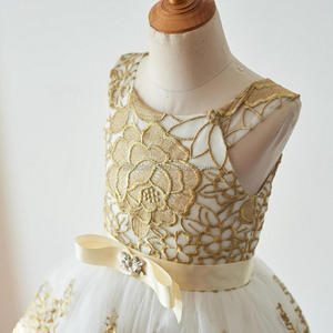<strong>Gold</strong> Lace Ivory Tulle Wedding <strong>Flower</strong> <strong>Girl</strong> <strong>Dress</strong> Princess Birthday Party <strong>Dress</strong> Kids Toddler Baby <strong>Girl</strong> <strong>Dress</strong> - Product Image 2