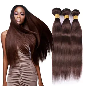 bundles front set wholesale top quality 10a grade silky straight 26 28 inches brazilian hair weave color #4 dark brown bundles