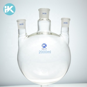 Estándar de alta calidad de la boca 100 ml 3 cuello fondo redondo frasco oblicua forma cuello 3 hirviendo frasco - Product Image 5