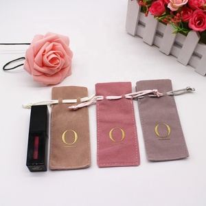 Custom logo Long Style Velvet <strong>Drawstring</strong> <strong>Pen</strong> Bag Suede Pencil Lipgloss Makeup Bag <strong>Pouch</strong> - Product Image 3