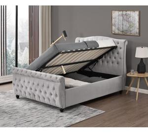 Cama con Espacio de Almacenamiento y Apertura Lateral con Botones <span class=keywords><strong>Alton</strong></span>, Tapizada en Tela Chenille de Seattle - Product Image 1