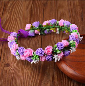 Rose Floral head wreath garland for Flower Girl Crown Flower Garlands For Women Wedding Bridal Decoration