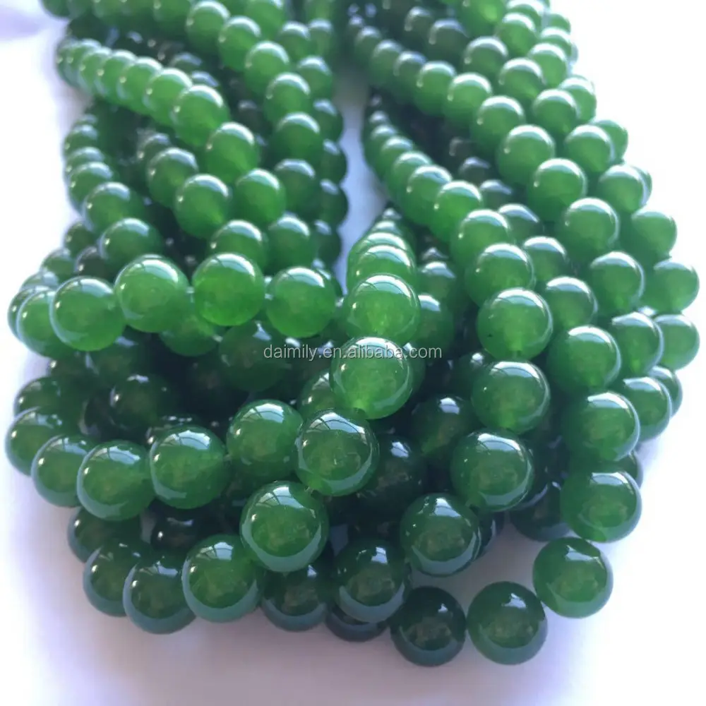 Natural Green Jade Round Gemstone Bead Semiprecious Stone Jewelry
