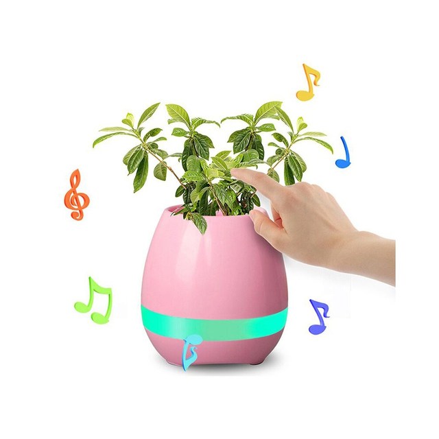 Modern New Design Touching Singing Smart Magic Music Flower Pot With LED Light Wireless Speaker