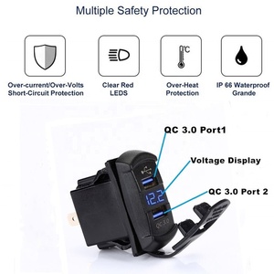 <span class=keywords><strong>Cargador</strong></span> USB Marino Impermeable de 36W, Estilo Rocker, Doble QC 3.0, con Voltímetro Digital LED y Fusible para Auto, Barco, Marino, ATV - Product Image 3