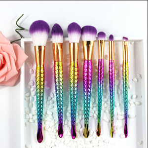 Paillettes sirène <span class=keywords><strong>licorne</strong></span> luxe 7 pièces bronzant dégradé de couleur ensemble de pinceaux de <span class=keywords><strong>maquillage</strong></span> cheveux synthétiques outil de beauté <span class=keywords><strong>maquillage</strong></span> pinceaux cosmétiques - Product Image 3