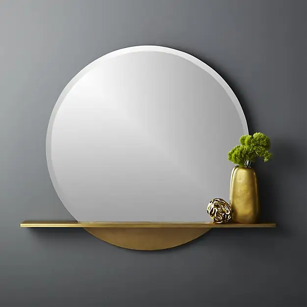 Hot Selling Round Mirrored Glass Gold Finished Vanity Wall mirror for Home Hotel