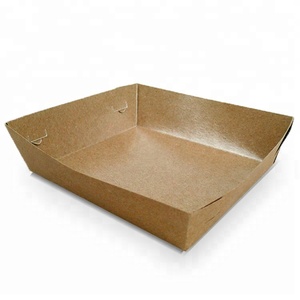 Fábrica Custom Brown papelão Kraft papel barco bandeja descartável reciclável comida ecológica tirar bandejas para batatas fritas