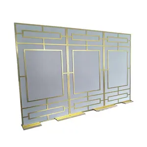 stainless steel craved acrylic decoration gold metal wedding backdrop for sale