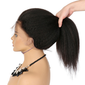 Non transformés vierge 18 pouces crépus droite 100% indien remy de cheveux humains pleine <span class=keywords><strong>perruque</strong></span> de lacet - Product Image 5