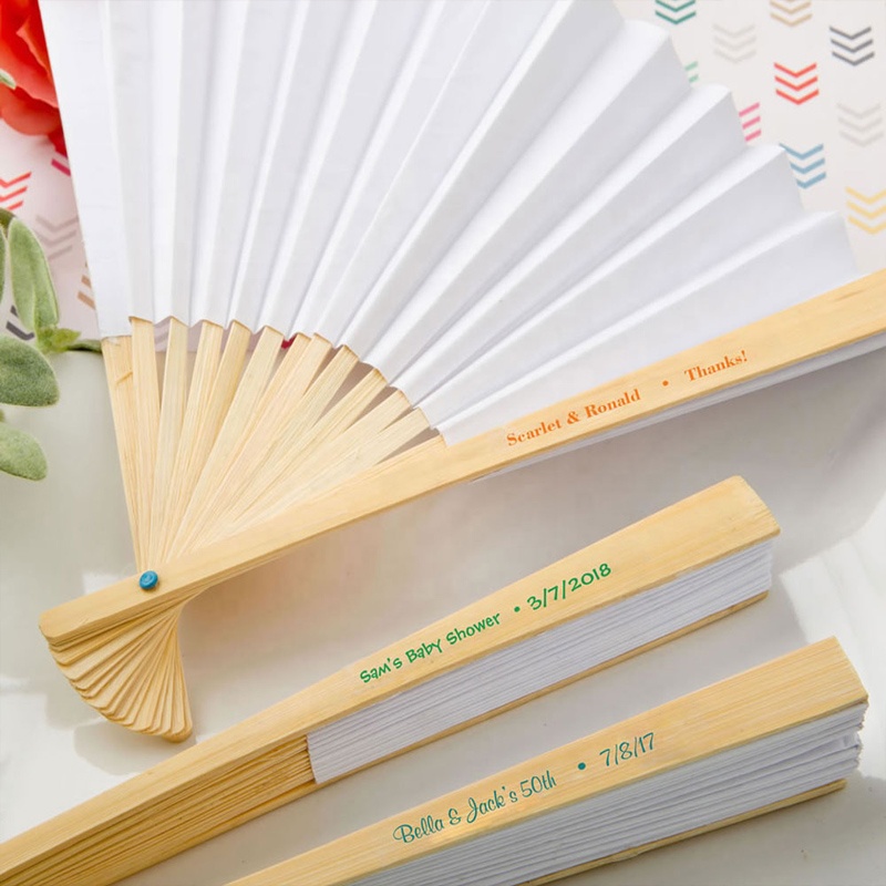 [Я ваши фанаты] 9 дюймов = 23 см в длину, красочное печатное имя и дата, бумажный веер для свадебной вечеринки