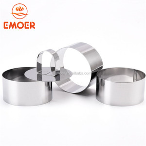 EMOER Anelli per Torte e Mousse in Acciaio Inossidabile Ecologici con Pressa per Alimenti - Forme Rotonde 12*8cm - Product Image 1