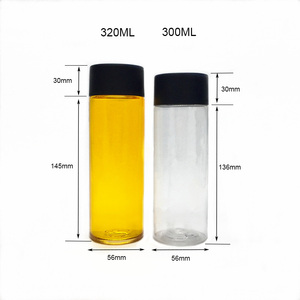 Bouteille en <span class=keywords><strong>plastique</strong></span> de style <span class=keywords><strong>Voss</strong></span> JIEMAO JM1-3074, 300 ml, 320 ml, impression d'écran pour boissons, bouteille en PET transparente avec bouchon à vis, noir - Product Image 2