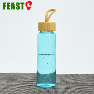 Botella de vidrio de borosilicato de bambú con tapa de madera, botellas de agua respetuosas con el medio ambiente - Product Image 2