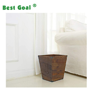 <span class=keywords><strong>Poubelle</strong></span> décorative de petite taille en bois brûlé brun foncé pour chambre à coucher - Product Image 3