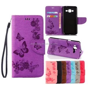 PU Leather Case For Samsung Galaxy J3 2016 Case For Fundas Samsung Galaxy J3 Case Cover Butterfly Flip Wallet Phone Bag