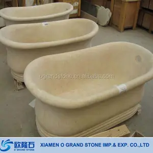 舒适的设计简单的浴缸波兰浸泡黄色大理石浴缸