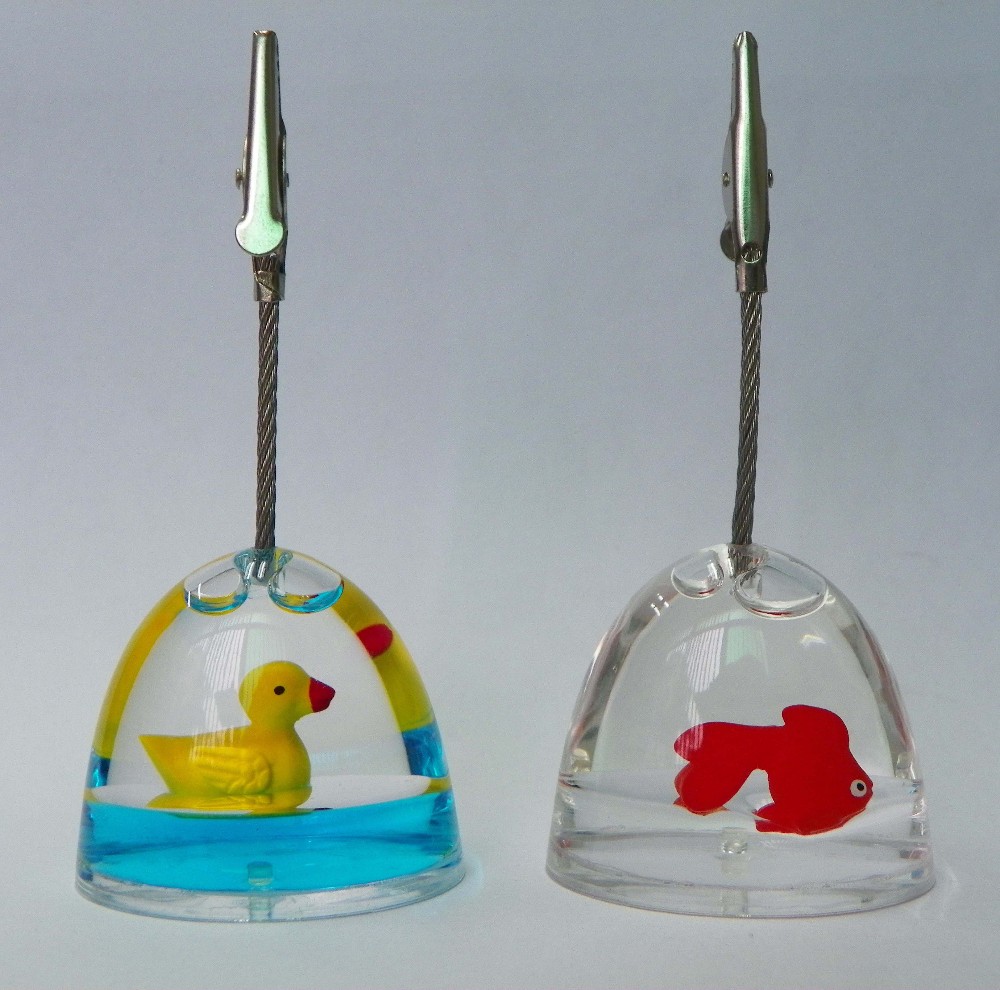 Custom Logo Printing Memo Clips Transparent Cube Base Desktop Photo Holder