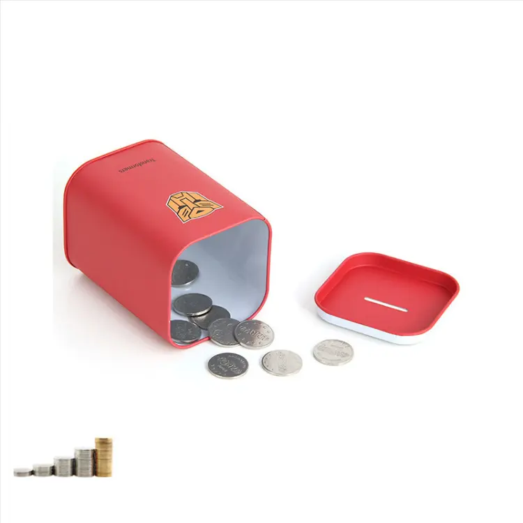 Wholesale Cute Square Piggy Bank Tin Box Factory Supplier Tin Can Money Coin Bank