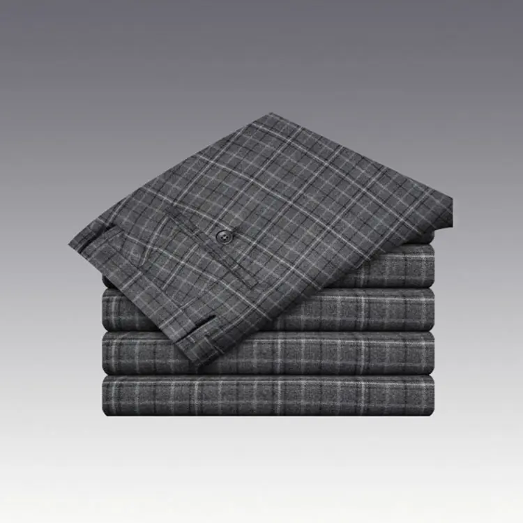 Calças de lã de caxemira clássica masculinas, tecido cinza formal de negócios para medir calças personalizadas