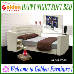 <span class=keywords><strong>King</strong></span> size cama de cuero con la televisión en el pie de cama camas tv g922# marcos en la venta - Product Image 3