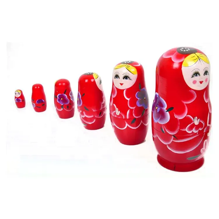 Fq atacados nova boneca russa personalizada, matryoshka promoção gif brinquedo tradicional pintado à mão atacados boneca de madeira russa