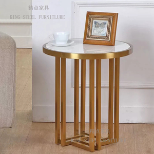 Modern Gold Color Marble End <strong>Table</strong> for Sofa <strong>Side</strong> <strong>Round</strong> <strong>Table</strong> Luxury Living Room <strong>Side</strong> <strong>Tables</strong> Metal Stainless Steel Corner Tablas - Product Image 3