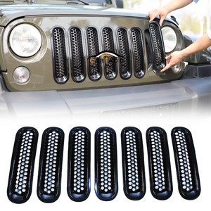 Offre Spéciale Noir Avant Mesh Grille Insert Décoration pour <span class=keywords><strong>Jeep</strong></span> <span class=keywords><strong>Wrangler</strong></span> JK & illimité 07-17 accessoires - Product Image 6
