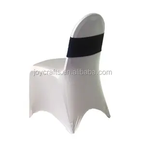 Wedding Decoration Black Band Decorated White Stretch Spandex Chair Cover Wedding