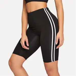 Vêtements américains à rayures latérales, Short d'entraînement taille haute pour femmes, Short de Fitness, Short de motard noir, Short d'entraînement pour femmes