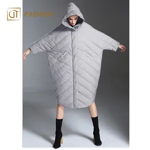 Popular design jtfur wholesale white duck down with hooded women zipper long down jacket