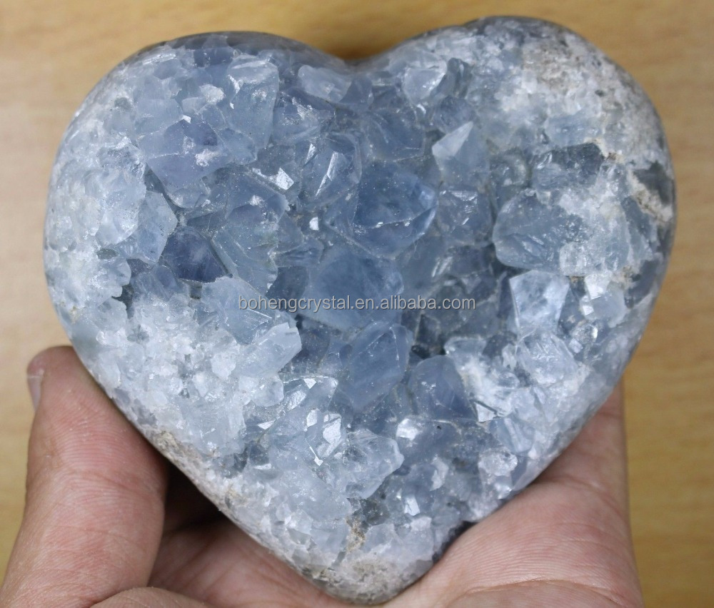 卸売 天然 ハート型 ブルーセレスタイト クリスタル ヒーリング 販売中