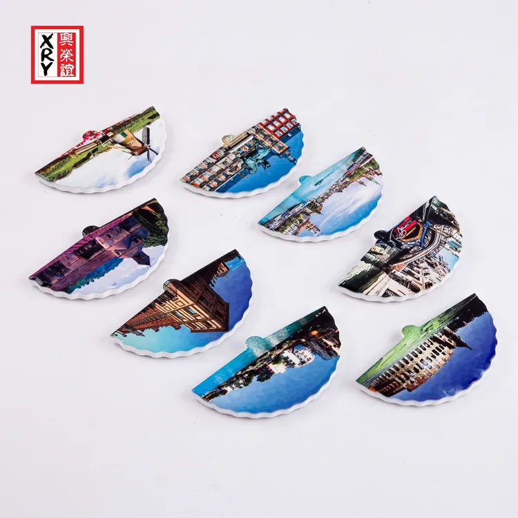 5.5*10センチメートルCeramic Fan Shape Interest Novelty Unusual World Fridge Magnet