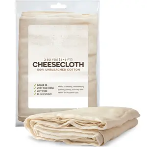 Tissu fromage en coton de qualité 50, réutilisable, 100% coton décoloré, filtre à mailles, passoire alimentaire