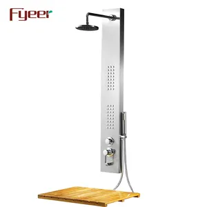 Fyeer Brush Stainless Steel Shower Panel with 8 Inch Shower Head