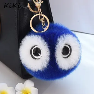 Bonito Faux Pele De Coelho Bola Pompom Pompom Keychain Mulheres Fofo Coruja Chave Saco Titular Cadeia Pom Pom Brinquedo da Boneca Chaveiro encantos Trinket