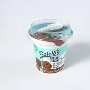 Luckytime impreso logotipo personalizado 150ml yaourt contenedor de plástico taza de yogur congelado con tapa de aluminio