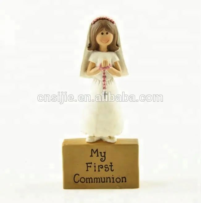 Personnalisé Résine Fille Ma Première Communion Fille SUR BLOC De Résine Figurine