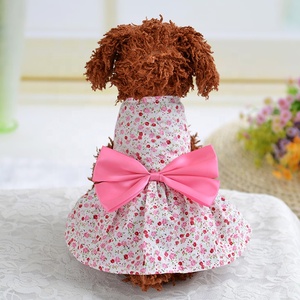 Großhandel Qualität Baumwolle Haustier Kleidung günstigen Preis schöne Hunde kleid Bogen Knoten Sommer Welpen Katze Hund Kleidung Rock - Product Image 3