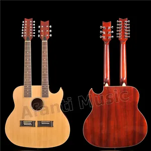 卸売 アコースティックギターと12弦-Afanti Music Double Neck 12 6弦EQ付きアコースティックギター (ADN-1212)