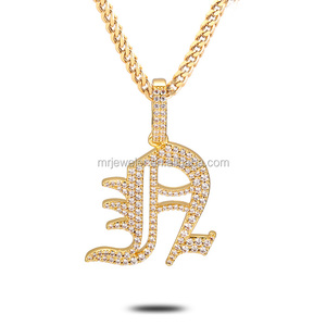 <span class=keywords><strong>La</strong></span> señorita <span class=keywords><strong>de</strong></span> viejo inglés carta <span class=keywords><strong>de</strong></span> diamantes CZ micro pave colgante del encanto - Product Image 1