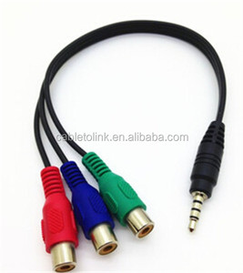 Câble adaptateur stéréo 3,5 mm mâle vers 3 <span class=keywords><strong>RCA</strong></span> femelle RGB CBF pour Samsung, fabriqué par Cabletolink Factory en 2021 - Product Image 1