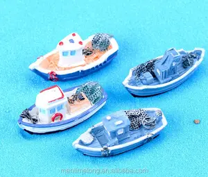 漁船ボートミックスサイズ固体樹脂装飾品マイクロ風景ホームガーデニング装飾