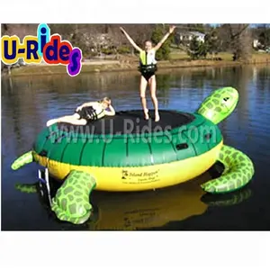 मजेदार ग्रीन कछुआ कूद उछालभरी अस्थायी पानी बिस्तर inflatable कछुआ trampoline के लिए पानी के खेल खिलौने